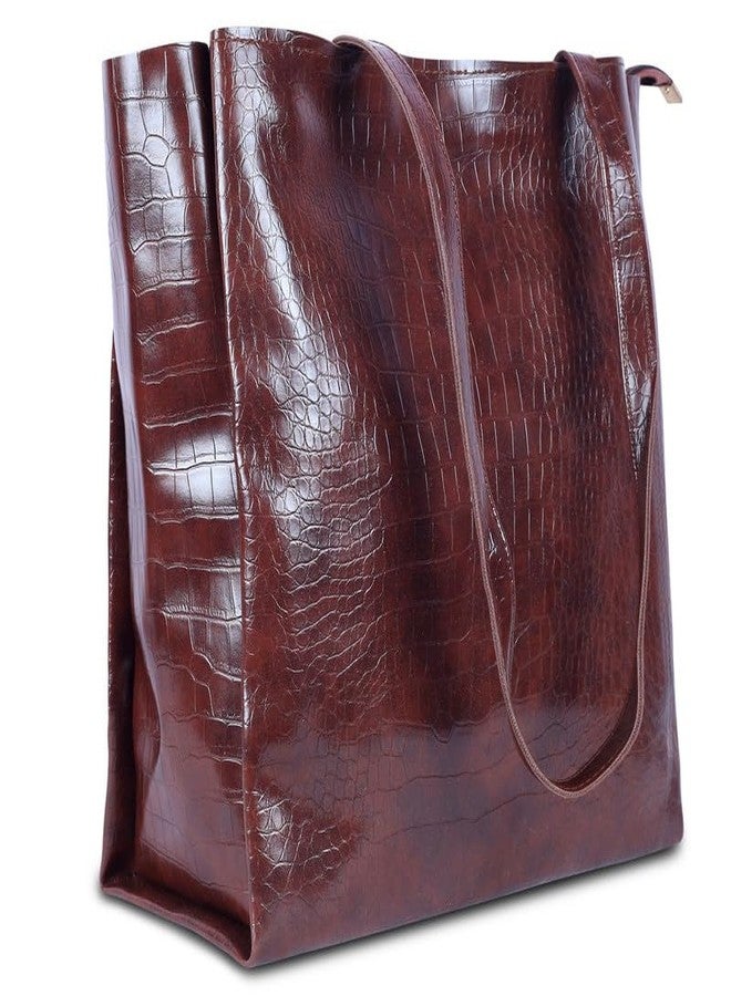 Dcozi Stylish and Fashionable PU Leather Brown Handbag For Women & Girls - TB02_Brwn (Shoulder & Tote Bag) - Image 3